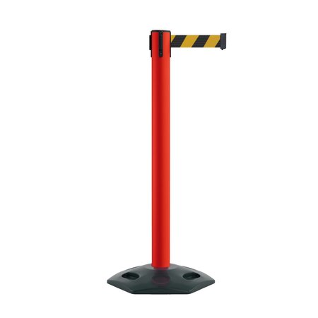 MONTOUR LINE Stanchion Belt Barrier Rubber Base Red Post 14ft.Black/Yel Belt MSR650-RD-BYD-140